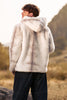 Load image into Gallery viewer, Ivory Faux Fur Zip-Up Hoodie Long Sleeves Men&#39;s Winter Coat