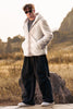 Load image into Gallery viewer, Ivory Faux Fur Zip-Up Hoodie Long Sleeves Men&#39;s Winter Coat