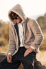 Load image into Gallery viewer, Khaki Zip-Up Fleece Hoodie Men&#39;s Winter Coat