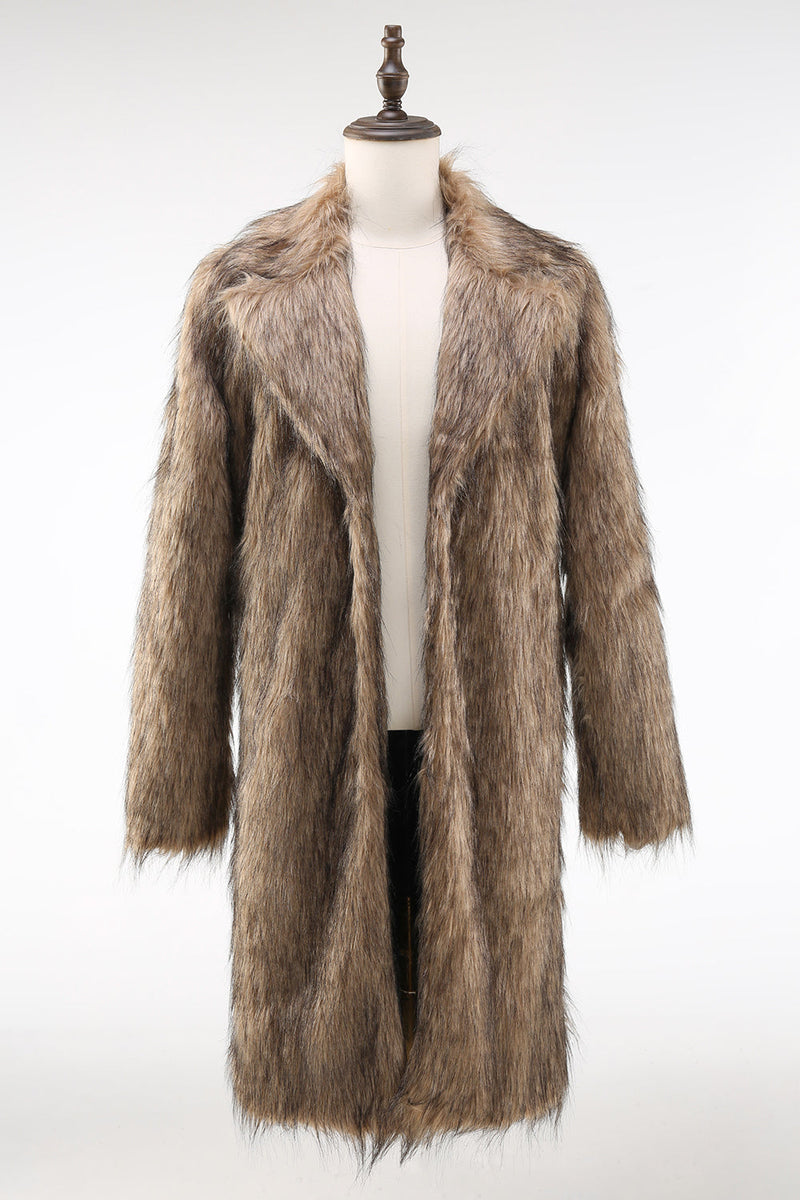 Load image into Gallery viewer, Khaki Fluffy Long Faux Fur Coat