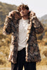 Load image into Gallery viewer, Brown Thick Hooded Long Sleeves Winter Faux Fur Men&#39;s Coat