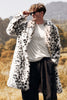 Load image into Gallery viewer, White Black Faux Fur Print Leopard Mid-Length Collar Men&#39;s Coat