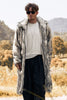 Load image into Gallery viewer, Light Grey Faux Fur Print Mid-Length Collar Men&#39;s Coat