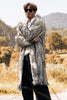 Load image into Gallery viewer, Light Grey Faux Fur Print Mid-Length Collar Men&#39;s Coat