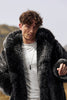 Load image into Gallery viewer, Black Puffy Long Sleeve Hooded Faux Fur Winter Men&#39;s Coat