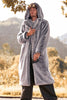 Load image into Gallery viewer, Grey Hooded Long Sleeve Faux Fur Winter Men&#39;s Coat