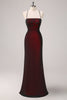 Load image into Gallery viewer, Black Red Spaghetti Straps Mermaid Bridesmaid Dress with Beading