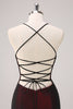 Load image into Gallery viewer, Black Red Spaghetti Straps Mermaid Bridesmaid Dress with Beading