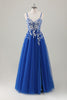 Load image into Gallery viewer, Royal Blue Ball-Gown Long Appliqued Prom Dress with Slit