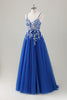 Load image into Gallery viewer, Royal Blue Ball-Gown Long Appliqued Prom Dress with Slit