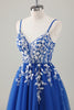 Load image into Gallery viewer, Royal Blue Ball-Gown Long Appliqued Prom Dress with Slit