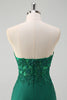 Load image into Gallery viewer, Green Mermaid Strapless Corset Long Prom Dress with Slit