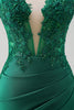 Load image into Gallery viewer, Green Mermaid Strapless Corset Long Prom Dress with Slit