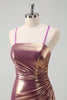 Load image into Gallery viewer, Metallic Golden Mermaid Spaghetti Straps Long Prom Dress with Slit