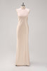 Load image into Gallery viewer, Champagne Sheath Halter Long Bridesmaid Dress With Slit