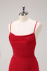 Load image into Gallery viewer, Burgundy Spaghetti Straps A-Line Bridesmaid Dress with Slit