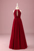 Load image into Gallery viewer, Burgundy A Line Round Neck Sleeveless Junior Bridesmaid Dress