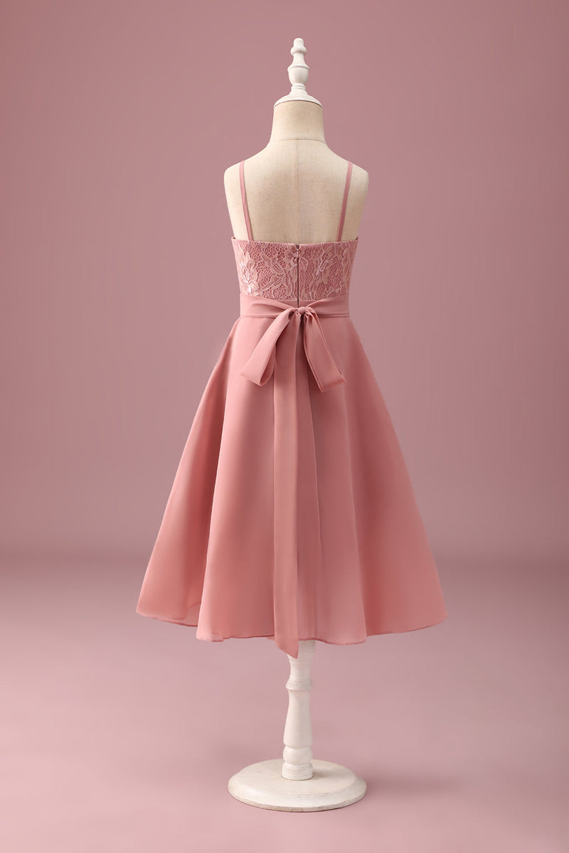 Load image into Gallery viewer, Blush Halter Neck A-Line Chiffon Junior Bridesmaid Dress with Ruffles