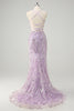 Load image into Gallery viewer, Lilac Mermaid Spaghetti Straps Corset Sequin Long Prom Dress