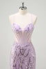 Load image into Gallery viewer, Lilac Mermaid Spaghetti Straps Corset Sequin Long Prom Dress