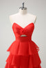 Load image into Gallery viewer, Orange Sweetheart Princess Chiffon Tiered Long Prom Dress with Slit