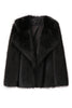 Load image into Gallery viewer, Black Notched Lapel Long Sleeves Faux Fur Short Coat