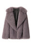 Load image into Gallery viewer, Black Notched Lapel Long Sleeves Faux Fur Short Coat