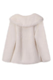 Black Notched Lapel Long Sleeves Faux Fur Short Coat