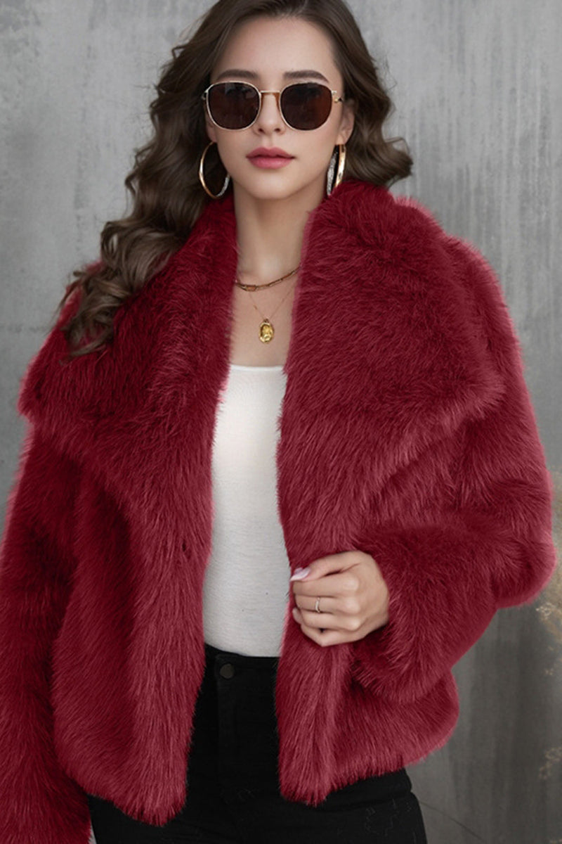 Load image into Gallery viewer, Fluffy Black Turn Lapel Faux Fur Winter Coat