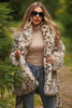 Load image into Gallery viewer, Fluffy White Leopard Faux Fur Coat with Belt