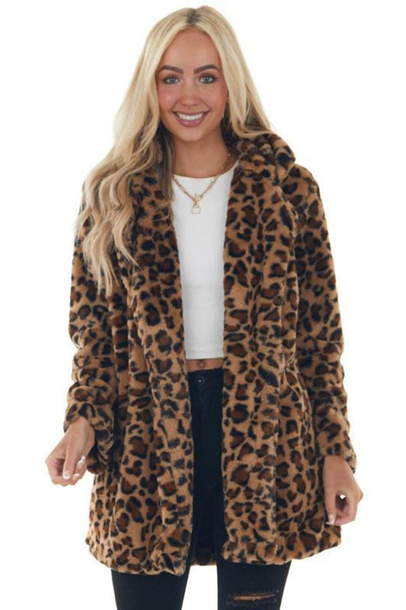 Load image into Gallery viewer, Yellow Leopard Print Women&#39;s Fur Coat