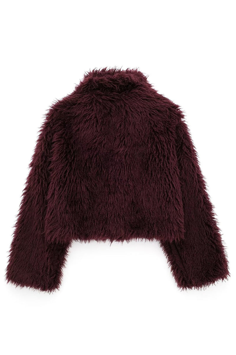 Load image into Gallery viewer, Burgundy Lapel Short Women&#39;s Fur Coat