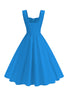 Load image into Gallery viewer, Blue Square Neck A-Line Midi 1950s Dress