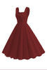 Load image into Gallery viewer, Blue Square Neck A-Line Midi 1950s Dress