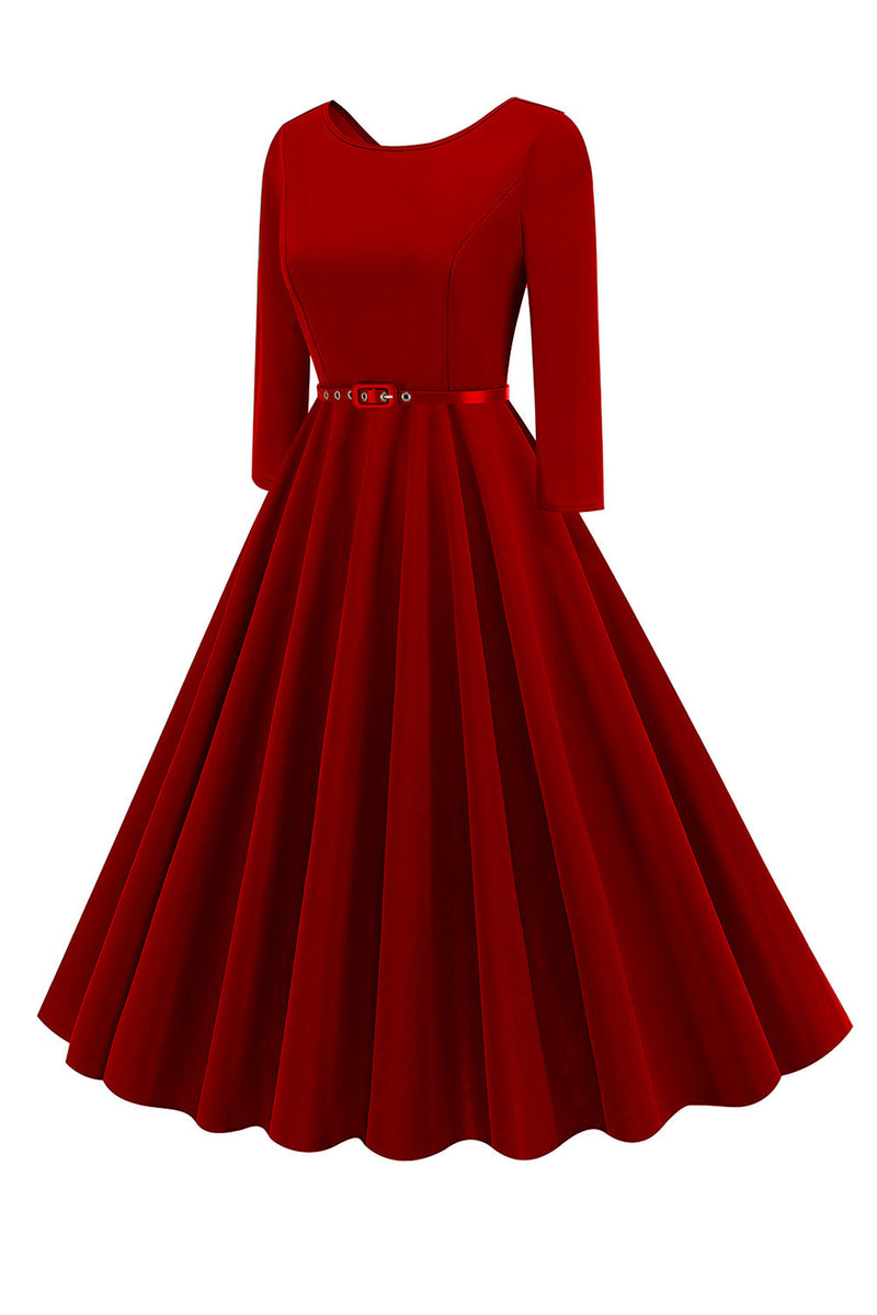 Load image into Gallery viewer, Yellow Round Neck Short Sleeves A-Line Midi 1950s Dress with Belt