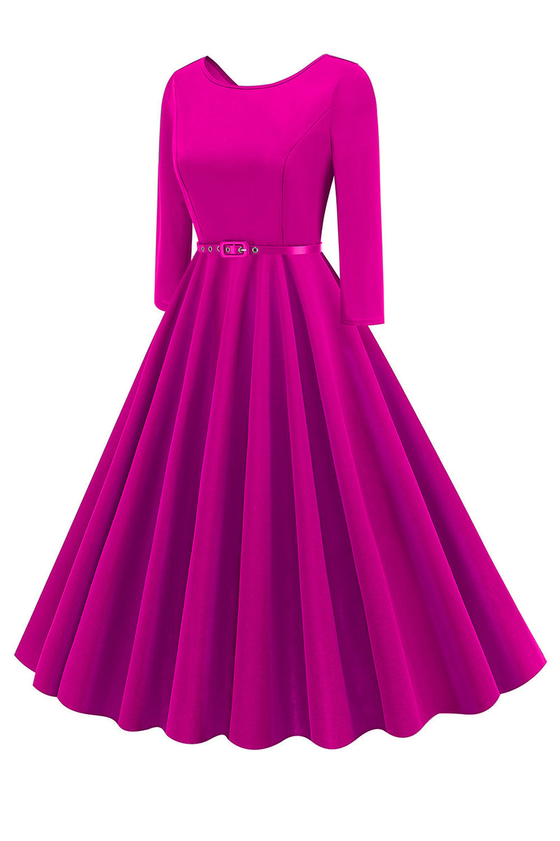 Load image into Gallery viewer, Yellow Round Neck Short Sleeves A-Line Midi 1950s Dress with Belt