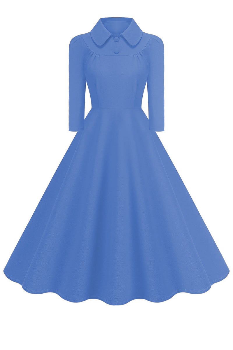 Load image into Gallery viewer, Yellow Peter Pan Collar Long Sleeves A-Line Midi 1950s Dress