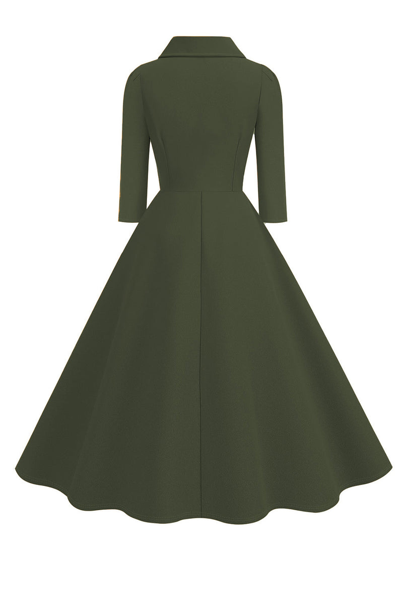 Load image into Gallery viewer, Yellow Peter Pan Collar Long Sleeves A-Line Midi 1950s Dress