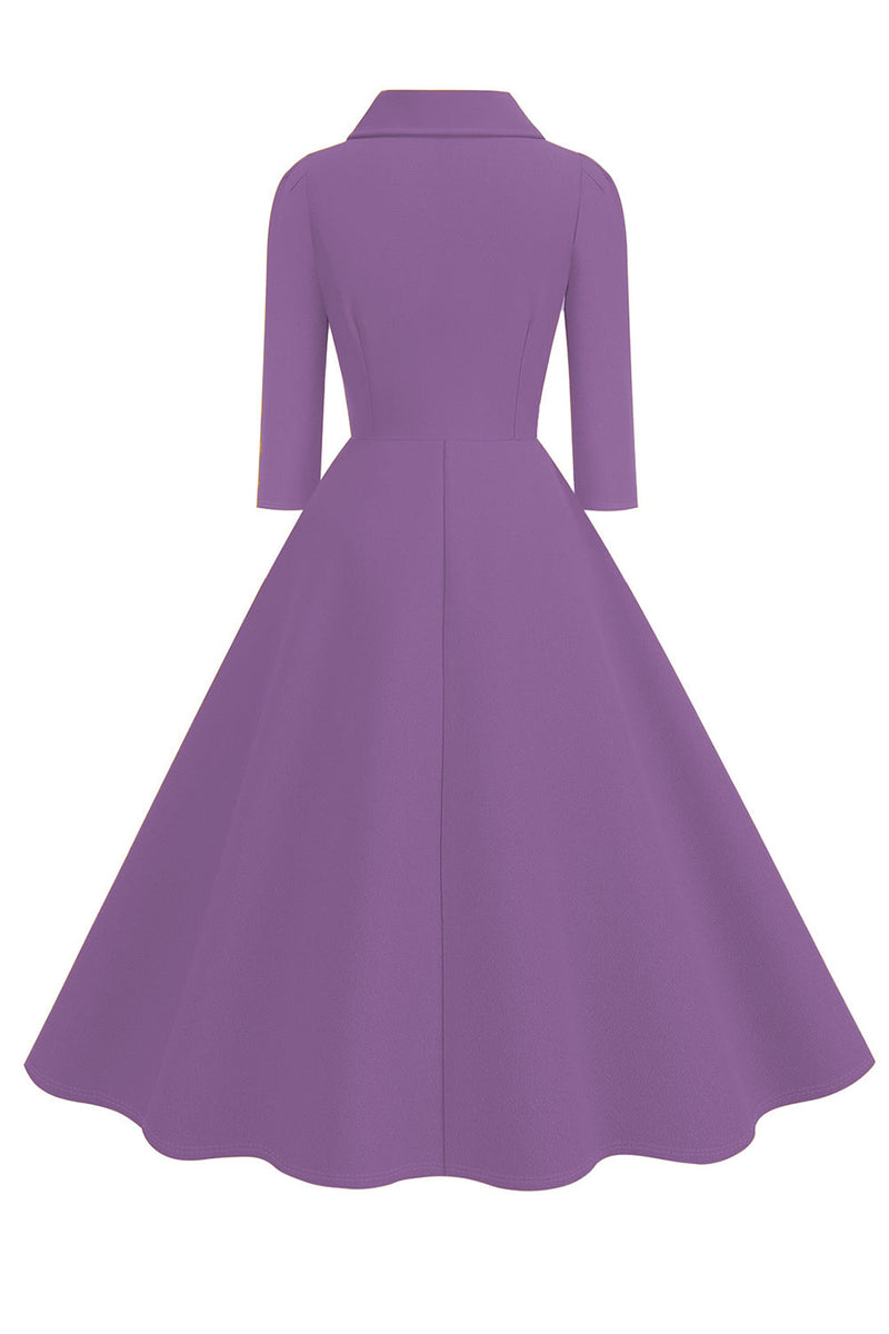 Load image into Gallery viewer, Yellow Peter Pan Collar Long Sleeves A-Line Midi 1950s Dress