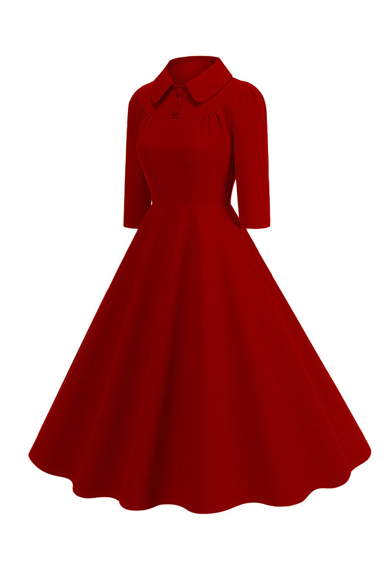 Load image into Gallery viewer, Yellow Peter Pan Collar Long Sleeves A-Line Midi 1950s Dress