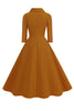 Load image into Gallery viewer, Yellow Peter Pan Collar Long Sleeves A-Line Midi 1950s Dress