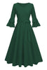 Load image into Gallery viewer, Apricot A-Line V-neck Half Sleeves Midi 1950s Dress