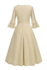 Load image into Gallery viewer, Apricot A-Line V-neck Half Sleeves Midi 1950s Dress