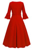 Load image into Gallery viewer, Apricot A-Line V-neck Half Sleeves Midi 1950s Dress