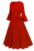 Load image into Gallery viewer, Apricot A-Line V-neck Half Sleeves Midi 1950s Dress