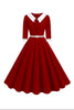 Load image into Gallery viewer, Black A-Line V-neck Short Sleeves Midi 1950s Dress