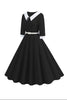 Load image into Gallery viewer, Black A-Line V-neck Short Sleeves Midi 1950s Dress