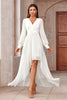 Load image into Gallery viewer, White A Line Wrap Long Sleeves High-Low Party Dress