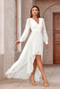 Load image into Gallery viewer, White A Line Wrap Long Sleeves High-Low Party Dress