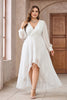 Load image into Gallery viewer, White A Line Wrap Long Sleeves High-Low Party Dress